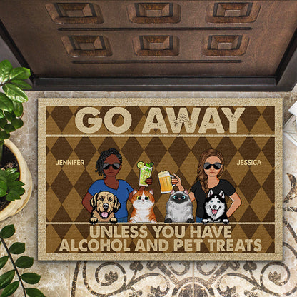 Go Away Unless You Have Alcohol And Pet Treats Couple Husband Wife - Gift For Dog Lovers & Cat Lovers - Personalized Custom Doormat