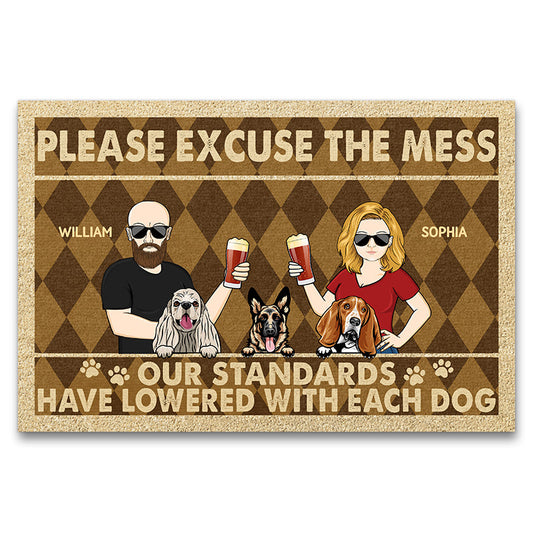 Please Excuse The Mess Our Standards Have Lowered With Each Dog Couple Husband Wife - Gift For Dog Lovers - Personalized Custom Doormat