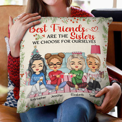 Besties Forever - Christmas Gift For Best Friends And Sisters - Personalized Custom Pillow
