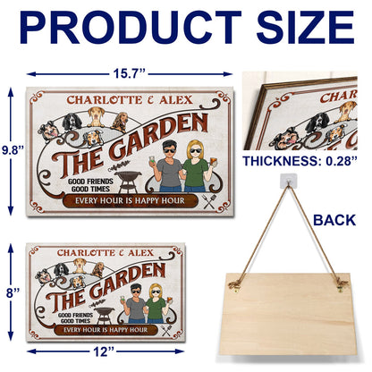 Grilling Proudly Serving Whatever You Bring - Cat, Dog Lover Couple Door Sign - Personalized Custom Wood Rectangle Sign