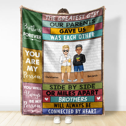 Side By Side Or Miles Apart Sisters And Brothers - Gift For Siblings And Family - Personalized Custom Fleece Blanket