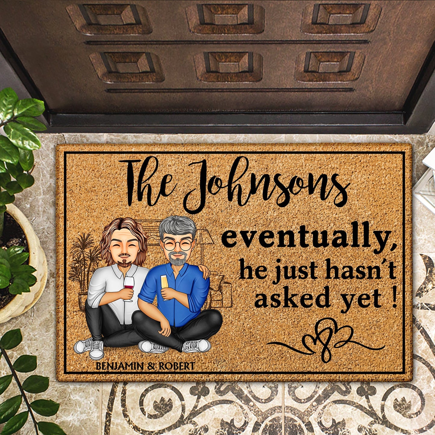 Family Couple Eventually He Just Hasn‘t Asked Yet - Gift For Couples - Personalized Custom Doormat