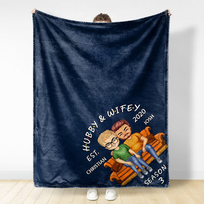 Hubby And Wifey Seasons - Birthday, Anniversary Gift For Spouse, Lover, Husband, Wife, Boyfriend, Girlfriend, Couple - Personalized Custom Fleece Blanket