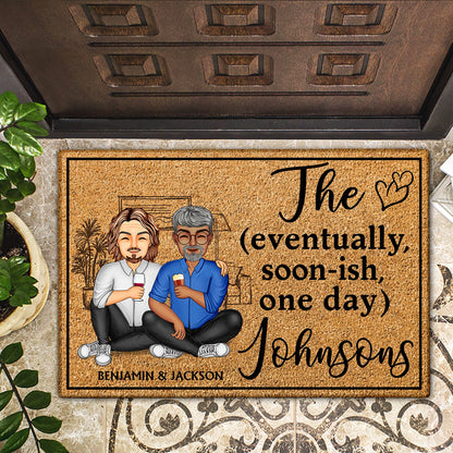 The Eventually Soon-ish One Day Family - Anniversary, Birthday, Home Decor Gift For Spouse, Lover, Husband, Wife, Boyfriend, Girlfriend, Couple - Personalized Custom Doormat