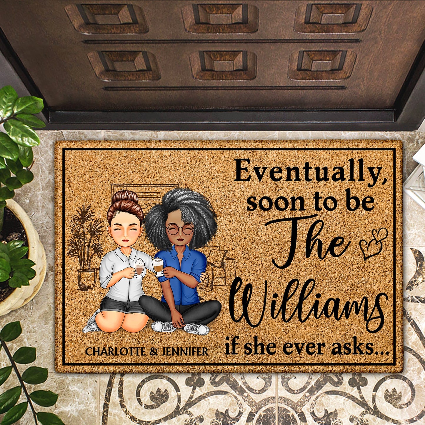 Eventually Soon To Be Family If He Ever Asks - Anniversary, Birthday, Home Decor Gift For Spouse, Lover, Husband, Wife, Boyfriend, Girlfriend, Couple - Personalized Custom Doormat