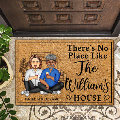 There's No Place Like Family House - Anniversary, Birthday, Home Decor Gift For Spouse, Lover, Husband, Wife, Boyfriend, Girlfriend, Couple - Personalized Custom Doormat