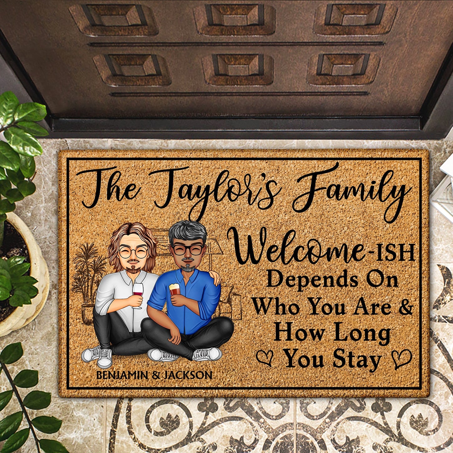 Welcome-ish Depends On Who You Are - Home Outdoor, Home Decor Gift For Family, Couple, Husband, Wife - Personalized Custom Doormat