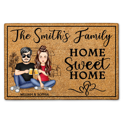 Home Sweet Home Family - Anniversary, Birthday, Home Decor Gift For Spouse, Lover, Husband, Wife, Boyfriend, Girlfriend, Couple - Personalized Custom Doormat