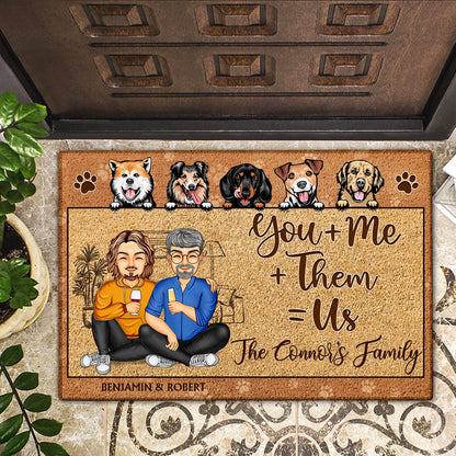 You Me Them Us Pet Family - Anniversary, Birthday, Home Decor Gift For Husband, Wife, Family, Couple, Dog, Cat Lovers - Personalized Custom Doormat