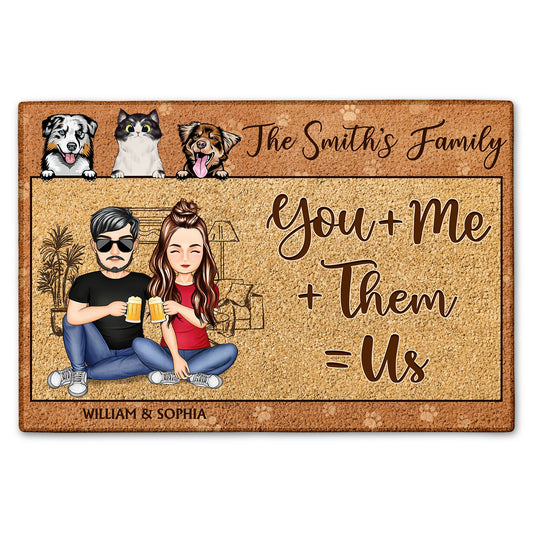 You Me Them Us Pet Family - Anniversary, Birthday, Home Decor Gift For Husband, Wife, Family, Couple, Dog, Cat Lovers - Personalized Custom Doormat