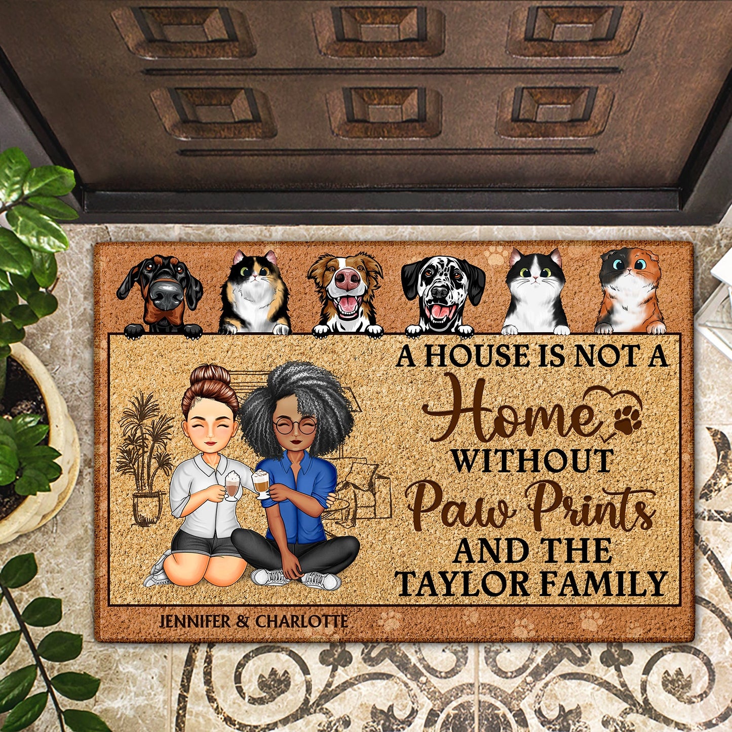 A House Is Not A Home Without Paw Prints - Anniversary, Birthday, Home Decor Gift For Husband, Wife, Family, Couple, Dog Lovers - Personalized Custom Doormat