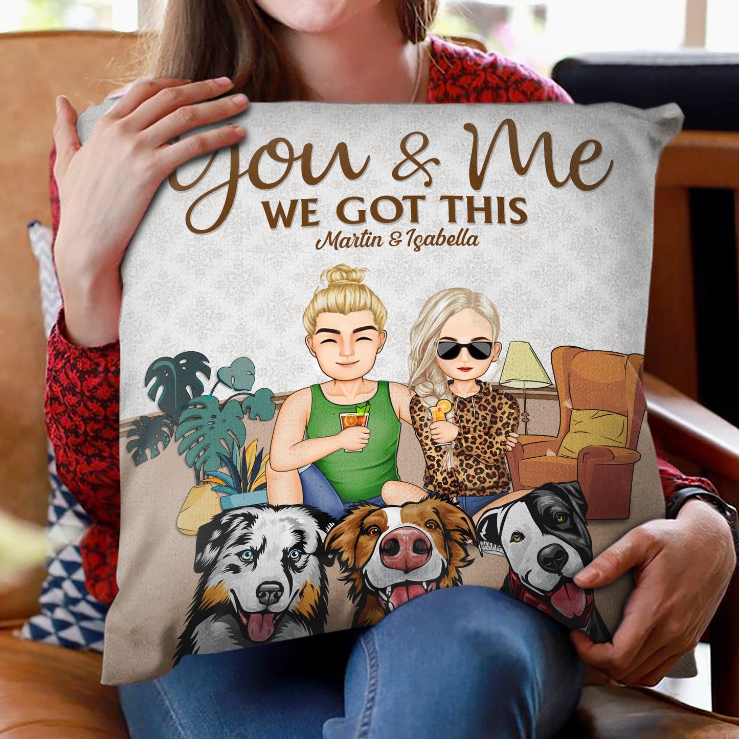 You & Me And The Dogs Cats Fur Babies - Home Decor Gift For Family, Couple, Pet Lovers - Personalized Custom Pillow