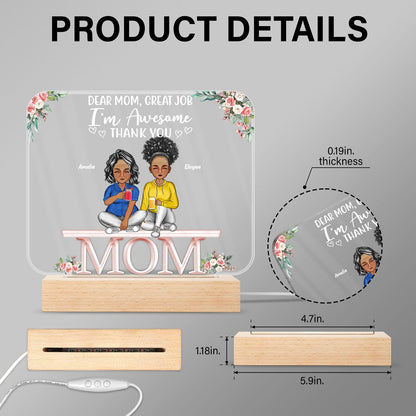 Mother And Daughters Sons Children From The Start - Birthday, Loving Gift For Mommy, Mother, Grandma, Grandmother - Personalized Custom 3D Led Light Wooden Base