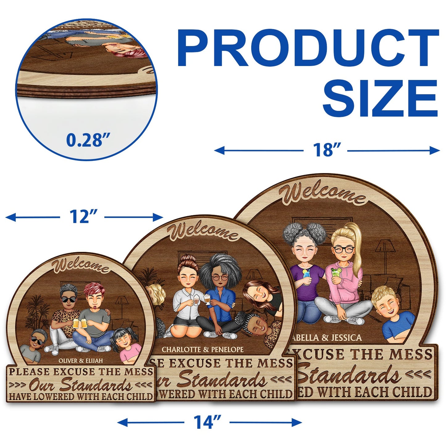 Please Excuse The Mess Our Standards - Anniversary, Birthday, Home Decor Gift For Husband, Wife, Couple Pet Loves - Personalized Custom Shaped Wood Sign