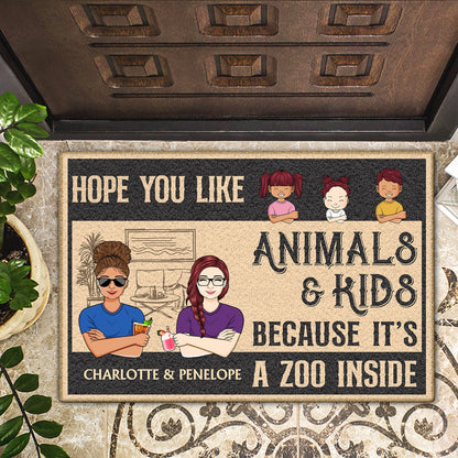 Family Hope You Like Animals And Kids - Home Decor Gift For Husband, Wife, Couple, Pet Loves - Personalized Custom Doormat