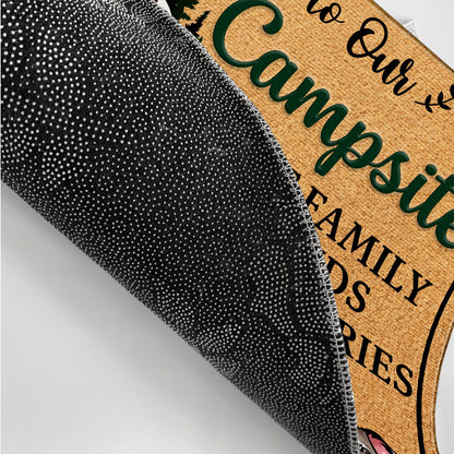 Welcome To Our Campsite - Gift For Camping Lovers, Campsite, Camping Decor, Couple, Family, Pet Lovers - Personalized Custom Doormat