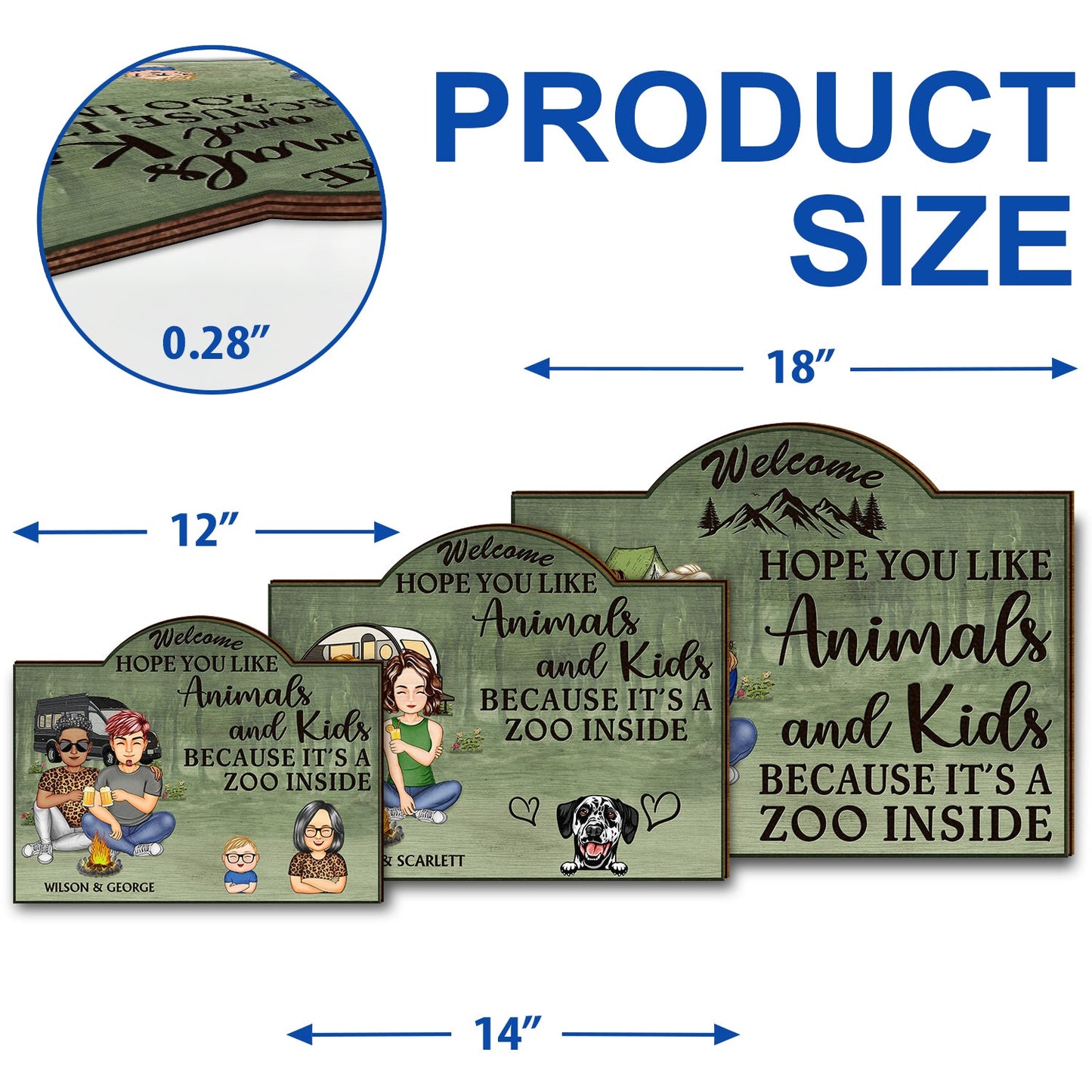 Hope You Like Animals And Kids - Gift For Camping Lovers, Couple, Family, Parents, Pet Lovers - Personalized Custom Shaped Wood Sign