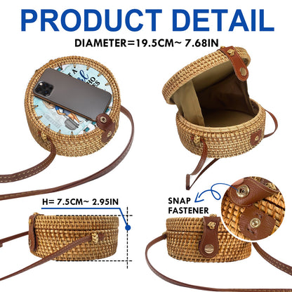 Just A Girl Who Loves Beach Traveling Cruising - Gift For Travel Lovers - Personalized Custom Round Rattan Bag