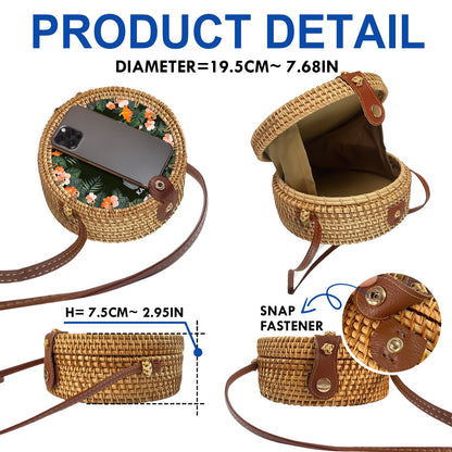 Just Beachy Vacation Mode On - Gift For Her, Travel Lovers - Personalized Custom Round Rattan Bag