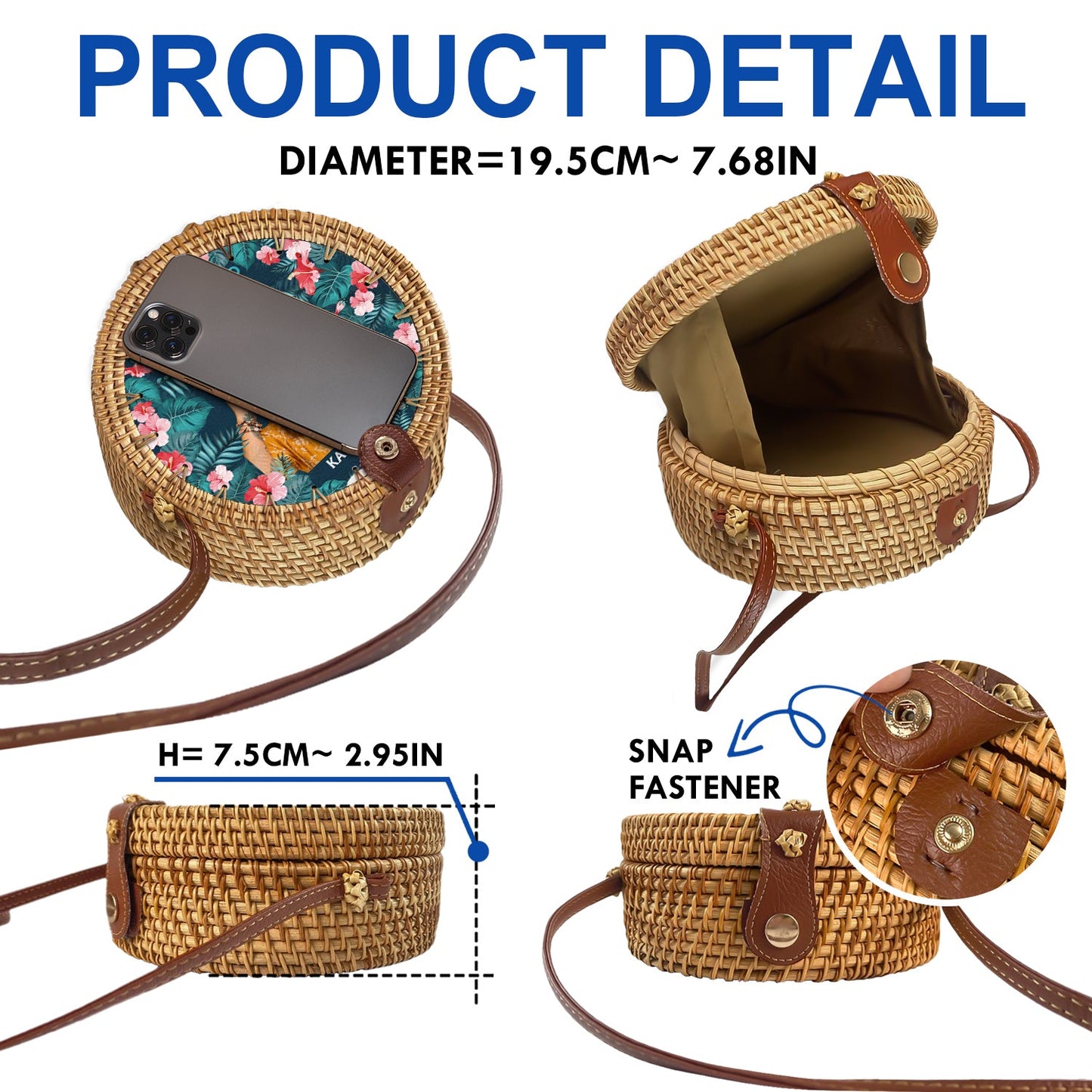 Custom Photo Just Beachy Vacation Mode On - Gift For Her, Travel Lovers - Personalized Custom Round Rattan Bag