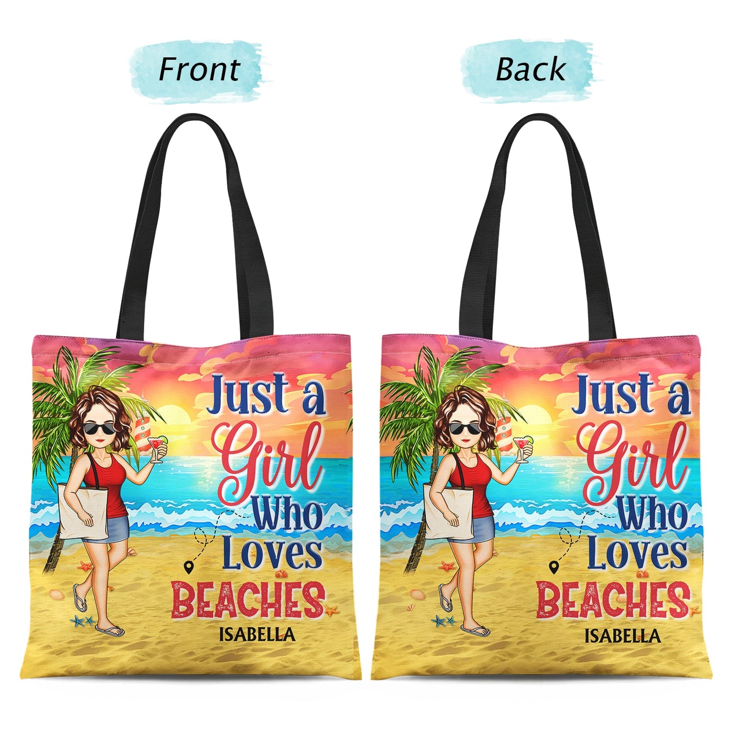 Some Girls Are Just Born With The Beach In Their Souls - Gift For Her, Travel Lovers - Personalized Custom Zippered Canvas Bag