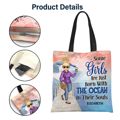 Some Girls Are Just Born With The Beach In Their Souls - Gift For Her, Travel Lovers - Personalized Custom Zippered Canvas Bag