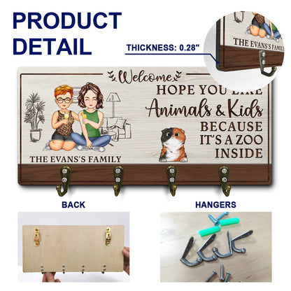 Hope You Like Animals And Kids - Home Decor Gift For Family, Husband, Wife, Couple - Personalized Wood Key Holder