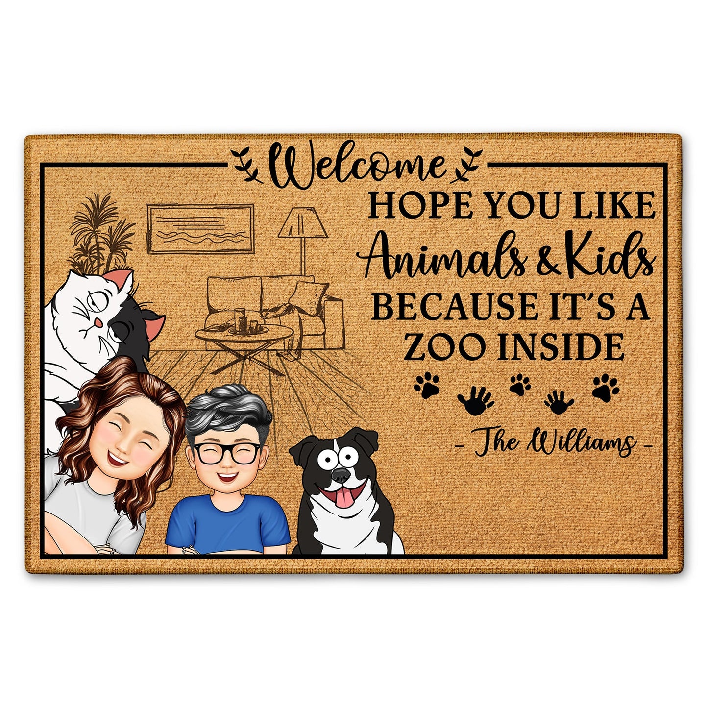 Hope You Like Animals And Kids - Home Decor For Family, Couples, Pet Lovers - Personalized Doormat