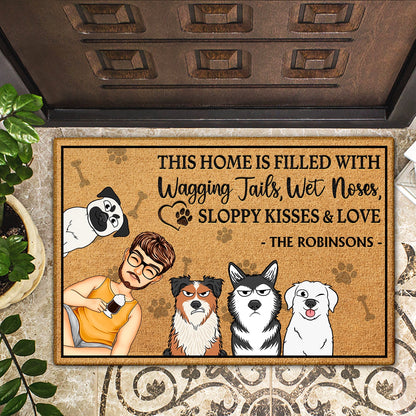 This Home Is Filled With Wagging Tails - Home Decor For Family, Couples, Single, Dog Lovers - Personalized Doormat