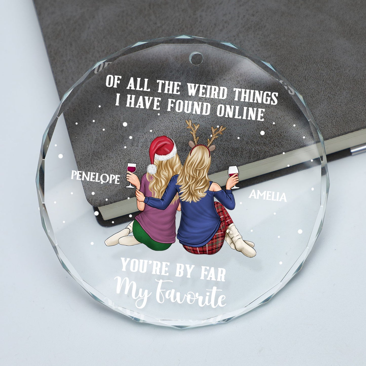 Of All The Weird Things - Christmas Gift For Couples, Husband, Wife - Personalized Circle Glass Ornament