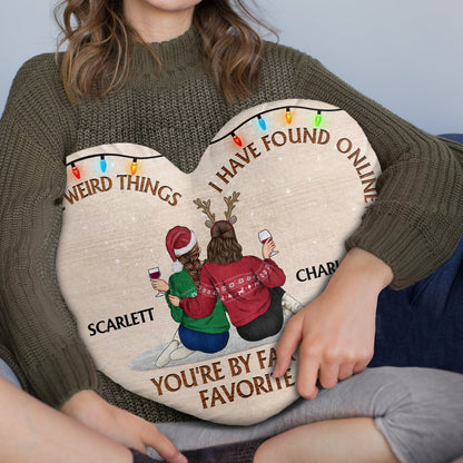 Of All The Weird Things - Gift For Couples, Husband, Wife - Personalized Heart Shaped Pillow