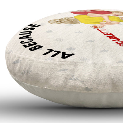 All Because Two People Swiped Right - Gift For Couples, Husband, Wife - Personalized Heart Shaped Pillow