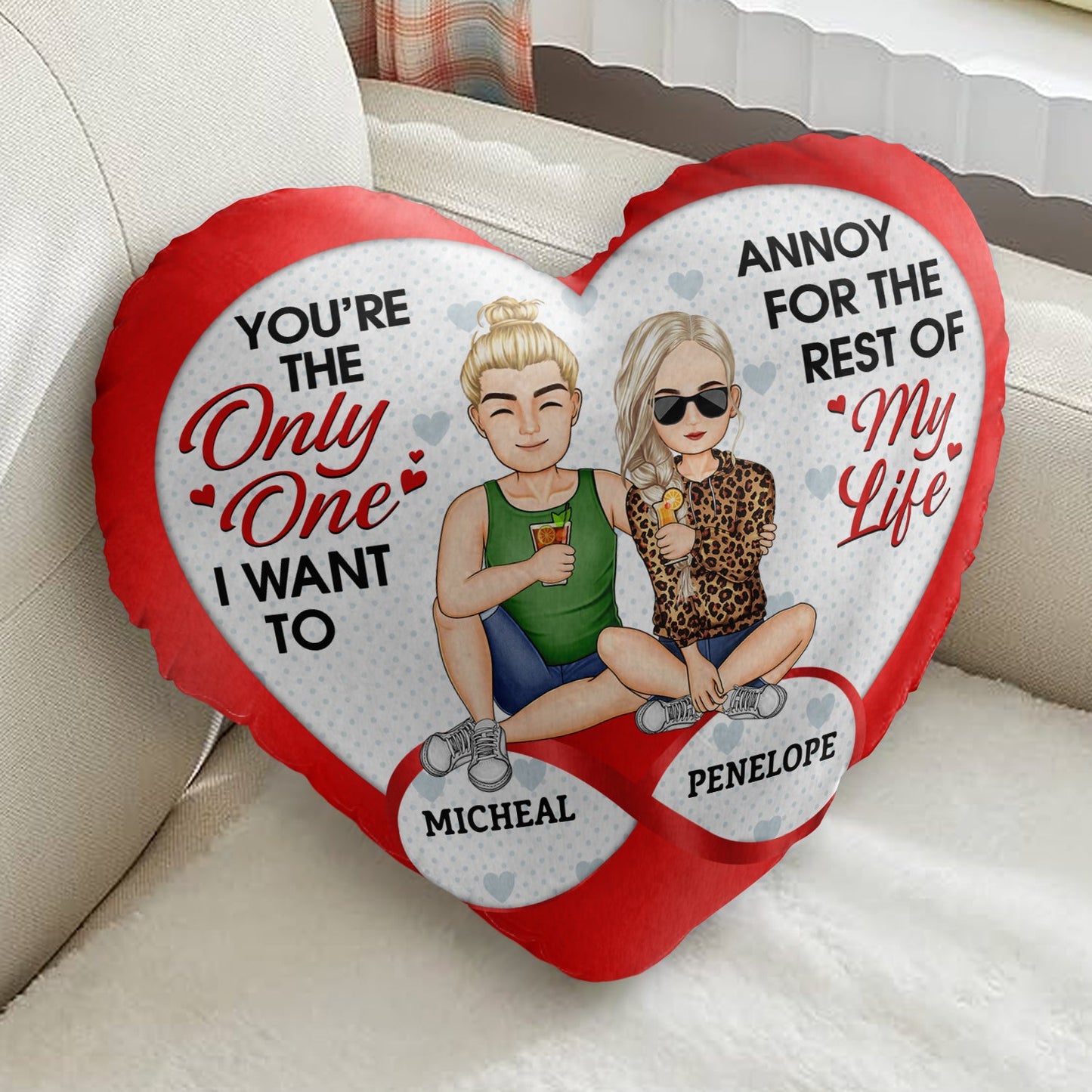 You're The Only One - Gift For Couples, Husband And Wife - Personalized Heart Shaped Pillow