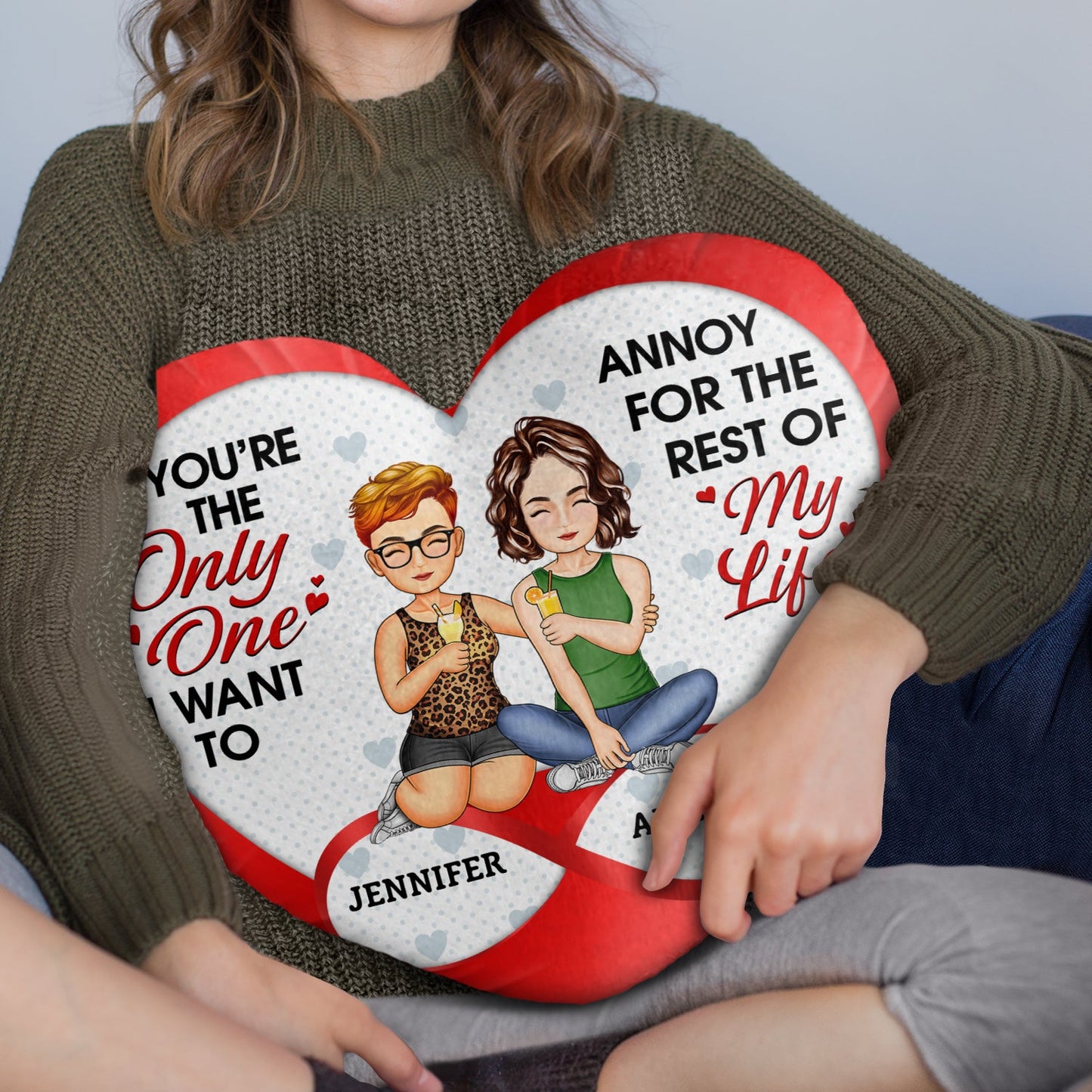 You're The Only One - Gift For Couples, Husband And Wife - Personalized Heart Shaped Pillow
