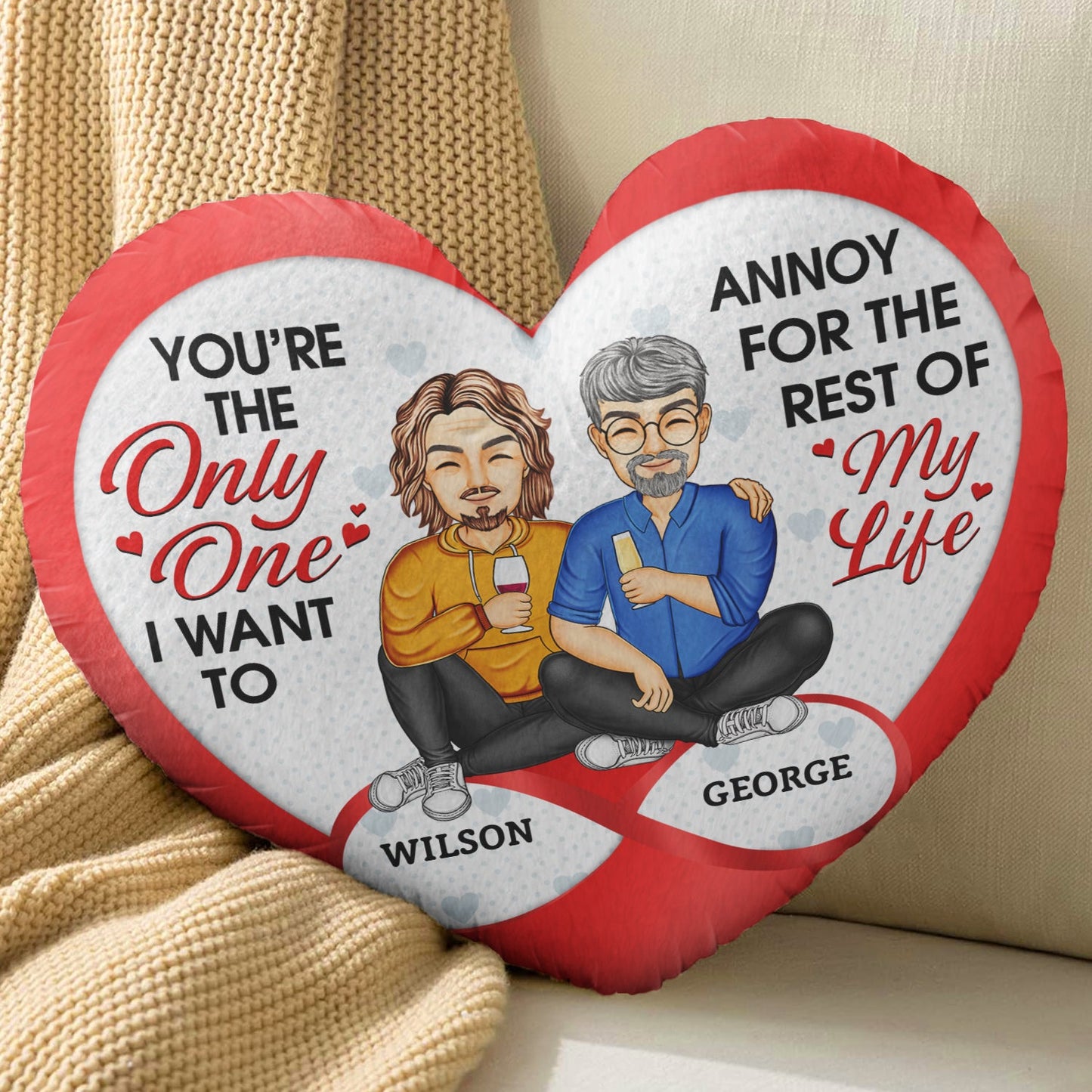 You're The Only One - Gift For Couples, Husband And Wife - Personalized Heart Shaped Pillow