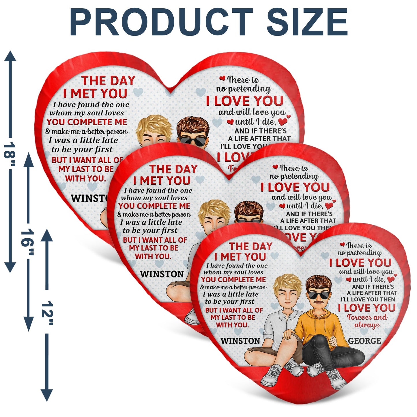 The Day I Met You - Gift For Couples, Husband And Wife - Personalized Heart Shaped Pillow