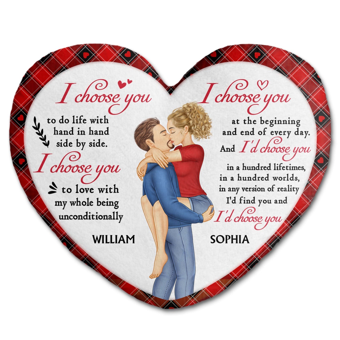 I Choose You - Gift For Couples, Husband And Wife - Personalized Heart Shaped Pillow