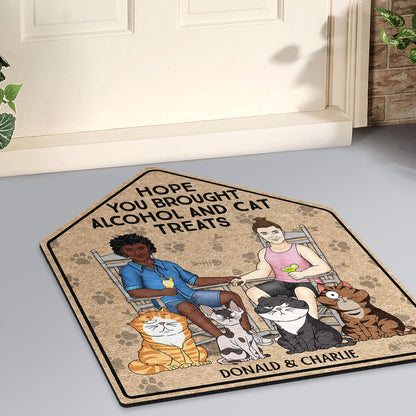 Hope You Brought Alcohol And Dog Cat Treats - Gift For Couples, Pet Lovers And Family - Personalized Custom Shaped Doormat