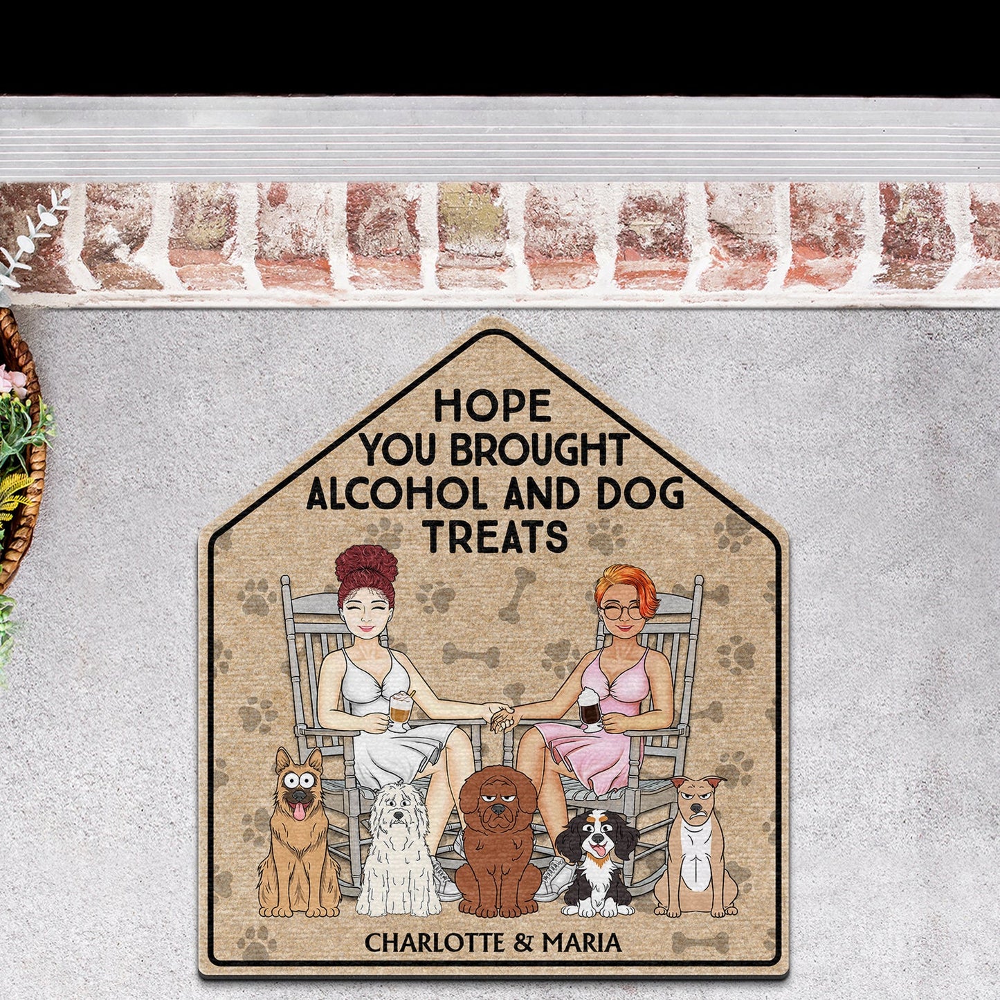 Hope You Brought Alcohol And Dog Cat Treats - Gift For Couples, Pet Lovers And Family - Personalized Custom Shaped Doormat