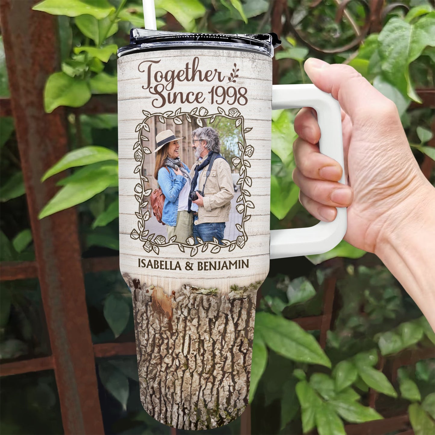 Custom Photo Together Since - Gift For Couples - Personalized 40oz Tumbler With Straw