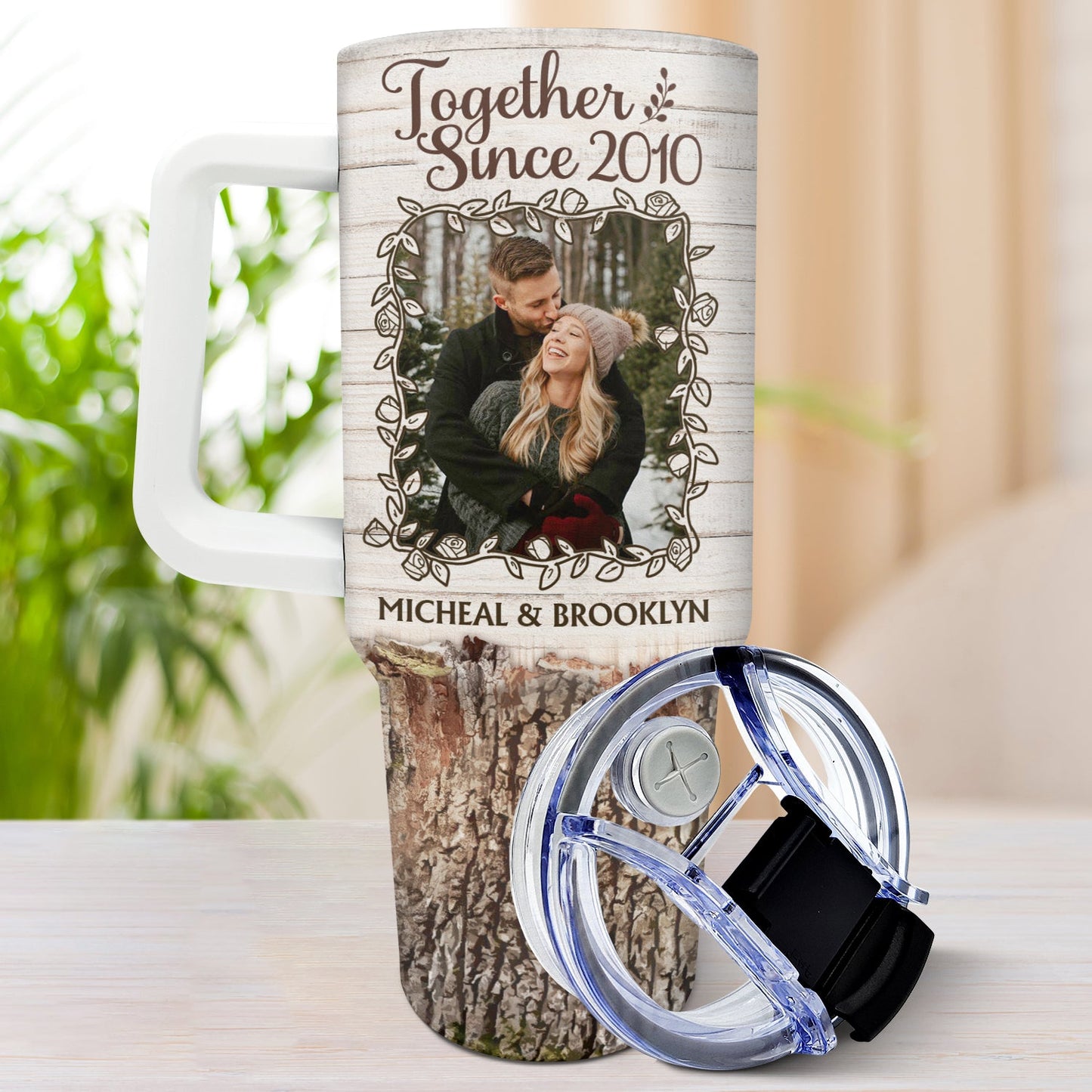 Custom Photo Together Since - Gift For Couples - Personalized 40oz Tumbler With Straw