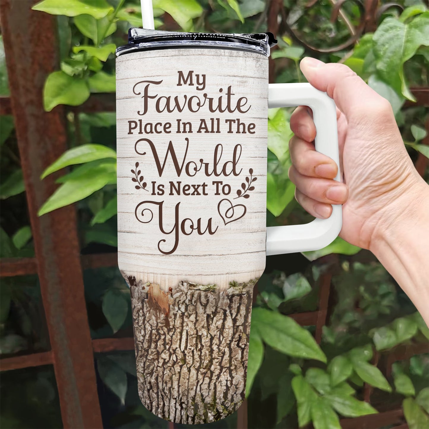 Custom Photo My Favorite Place Is Next To You - Gift For Couples - Personalized 40oz Tumbler With Straw