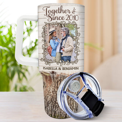 Custom Photo My Favorite Place Is Next To You - Gift For Couples - Personalized 40oz Tumbler With Straw