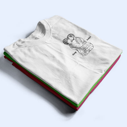 Sketch Couple Hug - Gift For Couples - Personalized T Shirt