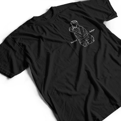 Sketch Couple Hug - Gift For Couples - Personalized T Shirt