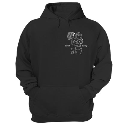 Sketch Couple Hug - Gift For Couples - Personalized T Shirt