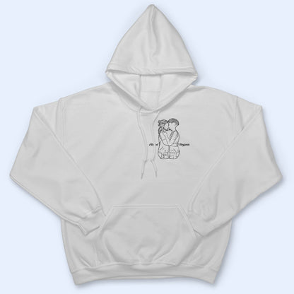 Sketch Couple Hug - Gift For Couples - Personalized T Shirt