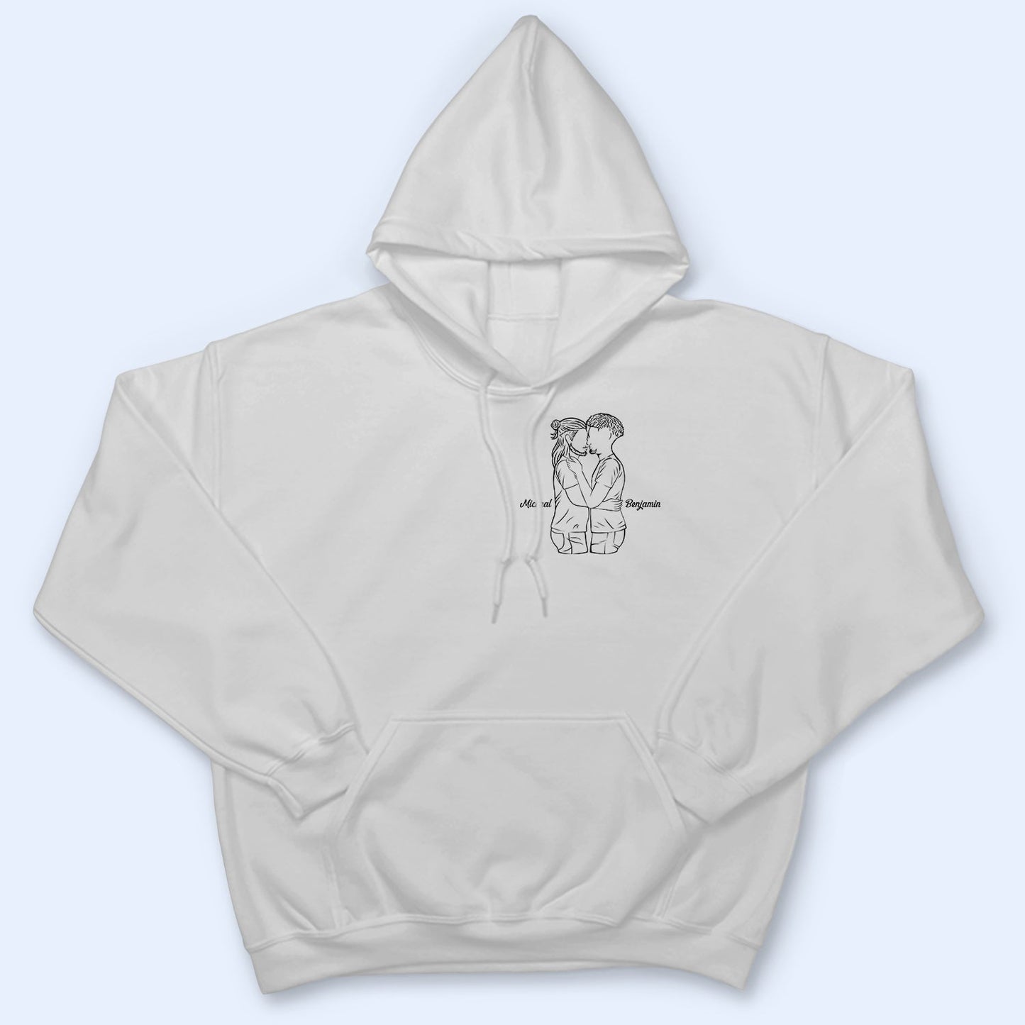 Sketch Couple Hug - Gift For Couples - Personalized T Shirt