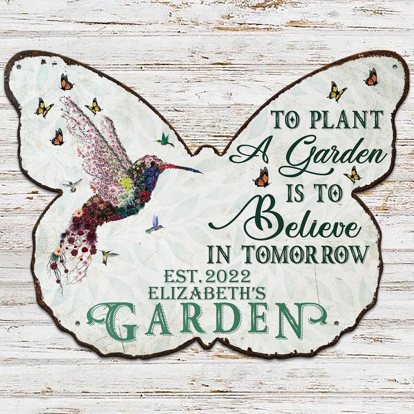 And Find My Soul Garden Floral Art - Gift For Gardening Lovers, Gardeners - Personalized Butterfly Shaped Metal Sign