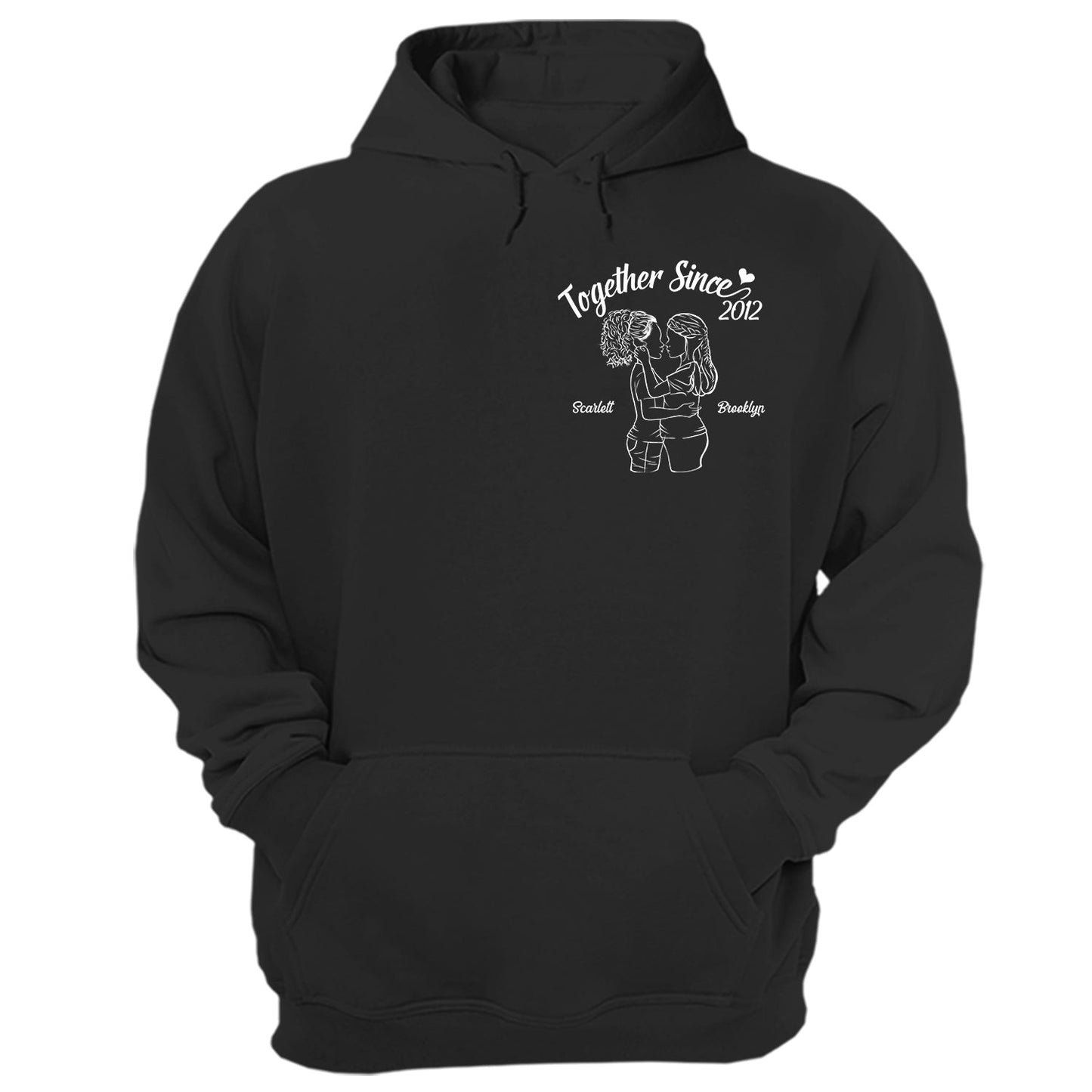 Sketch Couple Hug Together Since - Gift For Couples - Personalized T Shirt